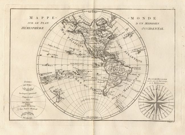 Mappe-Monde sur le Plan d un Meridien. Hemisphere Occidental