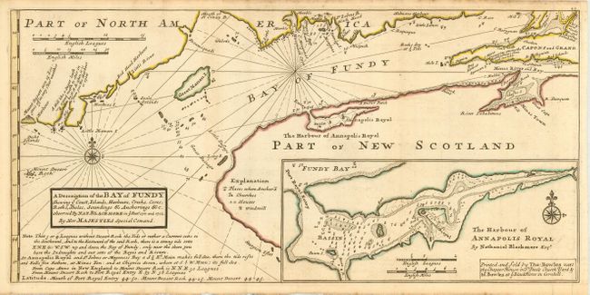 A Description of the Bay of Fundy Showing ye Coast, Islands, Harbours, Creeks, Coves, Rocks, Sholes, Soundings & Anchorings &c.