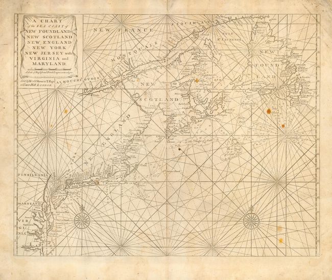 A Chart of the Sea Coast of New Foundland New Scotland New England New York New Jersey with Virginia and Maryland