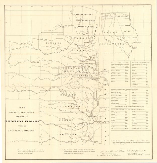 Map Showing the Lands assigned to Emigrant Indians West of the Arkansas & Missouri