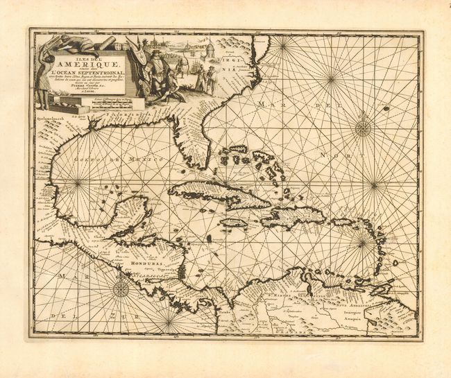 Iles de l'Amerique situees dans l'Ocean Septentrional avec toutes leurs Cotes, Bayes, et Ports, suivant les Relations