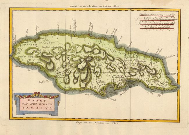 Kaart van het Eiland Jamaika