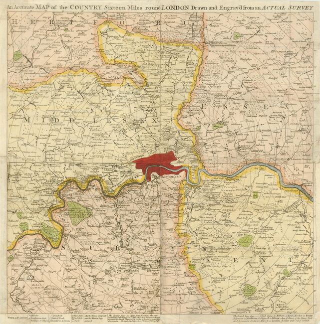 An Accurate Map of the Country Sixteen Miles round London Drawn and Engrav'd from an Actual Survey