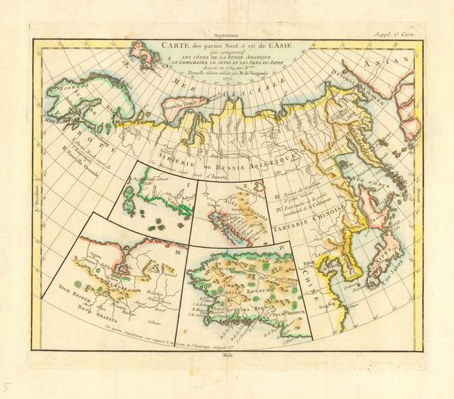 Carte des parties Nord et Est de l'Asie qui comprend les Cotes de la Russie Asiatique le Kamschatka, le Jesso, et les Isles du Japon