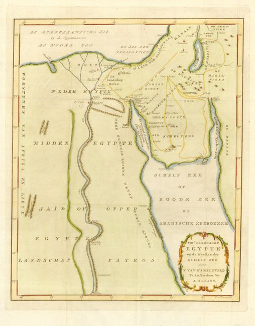VIII - Landkaart Egypte en de woestyn der Schelf Zee door Y. Van Hamelsveld