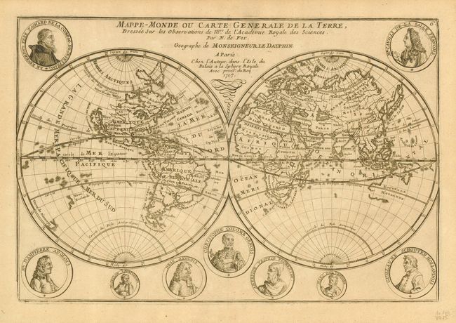 Mappe-Monde ou Carte Generale de la Terre, Dressee sur les Observations de Mrs. de l' Academie Royale des SciencesGeographe de Monseigneur le Dauphin