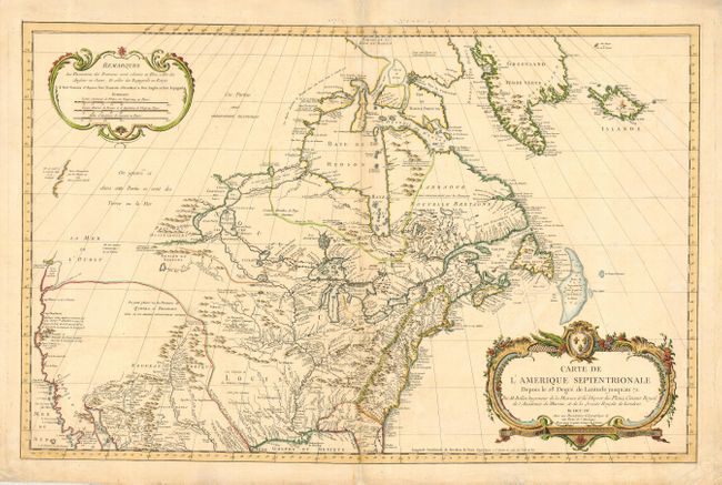 Carte de l'Amerique Septentrionale Depuis le 28 degree de Latitude jusqu' au 72