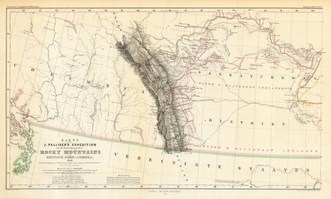 Karte von J. Palliser's Expedition zur Erforschung der Rocky Mountains Britisch-Nord-Amerika, 1858 [in set with] Karte der Red River Expedition in Britisch Nord-Amerika unter Gladman, Hind, Napier, Dawson, &c. 1857 und 1858
