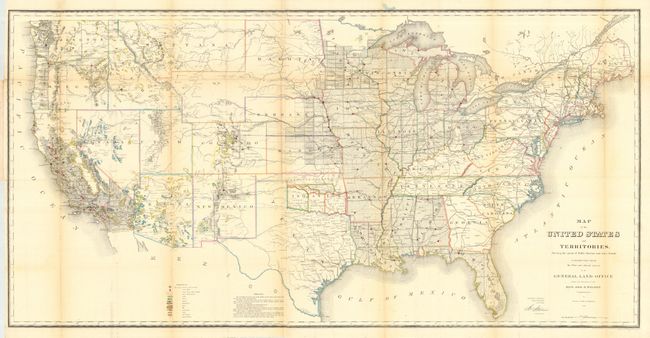 Map of the United States and Territories.  Shewing the extent of Public Surveys and other details