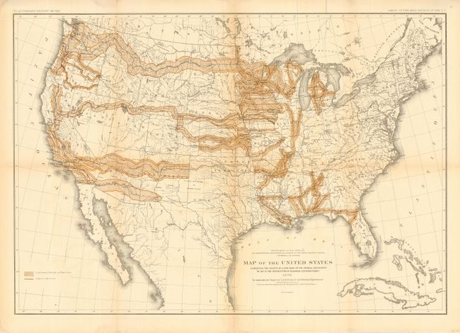 Map of the United States Exhibiting the Grants of Lands Made by the General Government  to aid in the Construction of Railroads and Wagon Roads