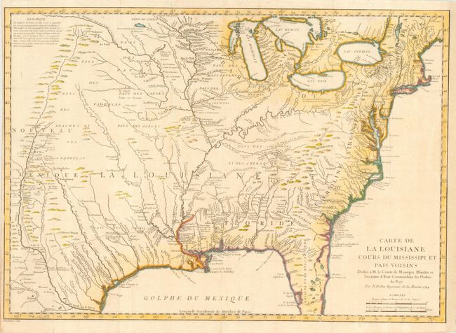Carte de la Louisiane Cours du Mississipi et Pais Voisins