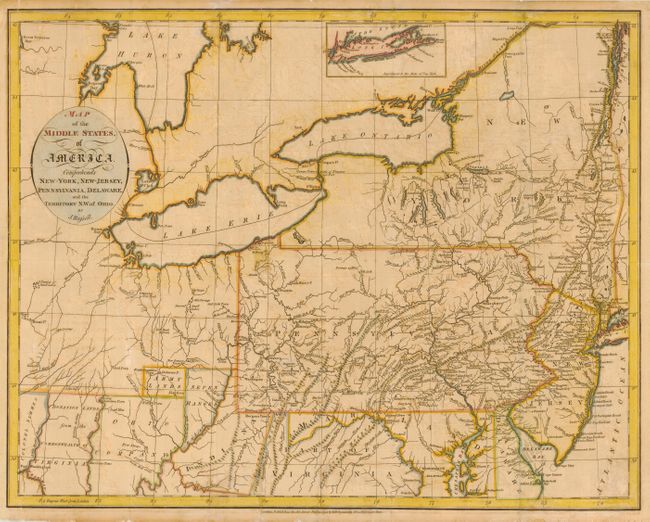 Map of the Middle States of America.  Comprehends New-York, New-Jersey, Pennsylvania, Delaware, and the Territory of N. W. Ohio