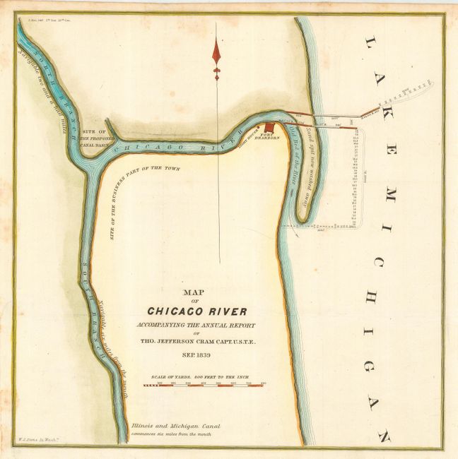 Map of Chicago River Accompanying the Annual Report of Tho. Jefferson Cram Capt. U. S. T. E. Sep. 1839