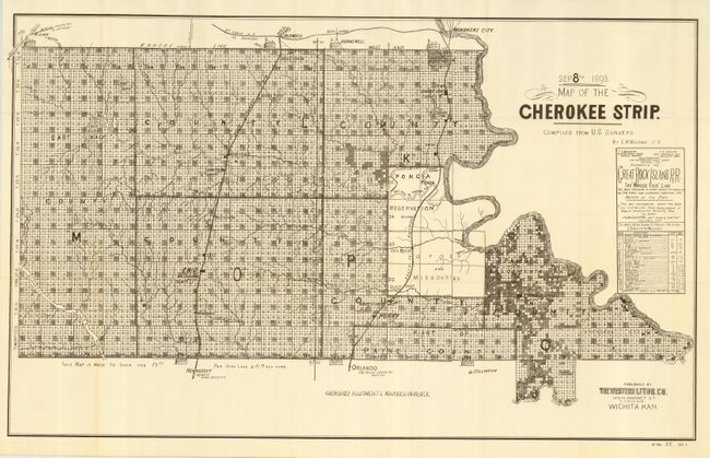 Map of the Cherokee Strip Complied from the U. S. Surveys by E. W. Wiggins