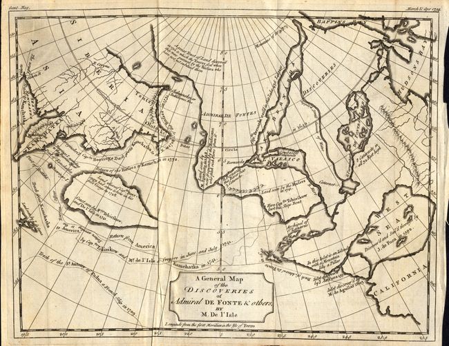 A General Map of the Discoveries of Admiral De Fonte & others, by M. De l'Isle