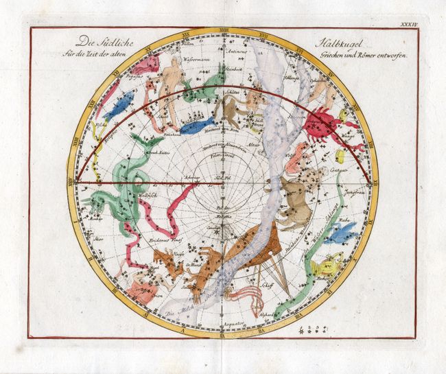 Plate XXXXIV -  Die Sudliche Halbkugel fur die Zeit der alten Griechen und Romer entworfen