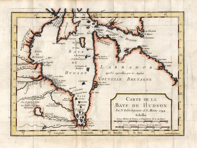 Carte de la Baye de Hudson Par N. Bellin Ingenieur de la Marine