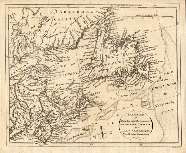 An Exact Map of Nova Scotia, Newfoundland, Gulf and River St. Laurence, and Coast of Labrador, from the latest Observations