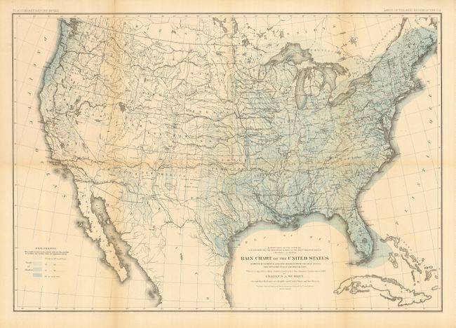 Rain Chart of the United States Showing by Isohyetal Lines the Distribution of the Mean Annual Precipitation in Rain and Melted Snow