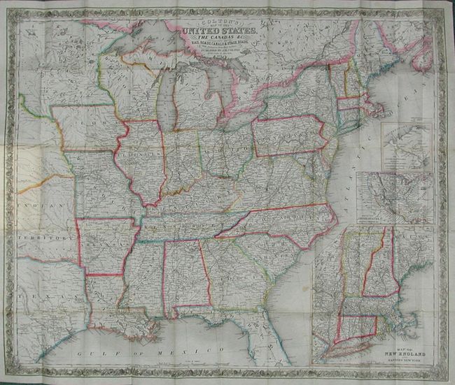 Colton's Map of the United States, the Canadas &c. Showing the Rail Roads, Canals & Stage Roads: With Distances from Place to Place