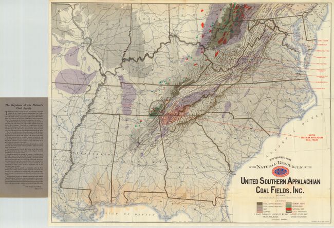 Map Showing Some of the Natural Resources of the United Southern Appalachian Coal Fields, Inc.
