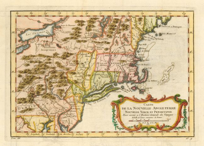 Carte de la Nouvelle Angleterre Nouvelle Yorck et Pensilvanie