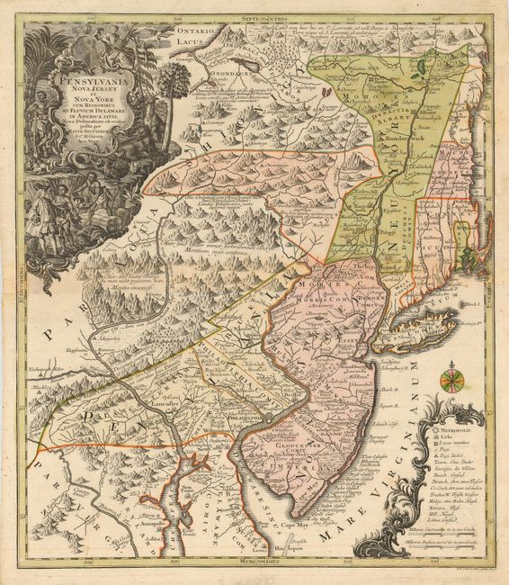 Pensylvania Nova Jersey et Nova York cum Regionis ad Fluvium Delaware in America sitis