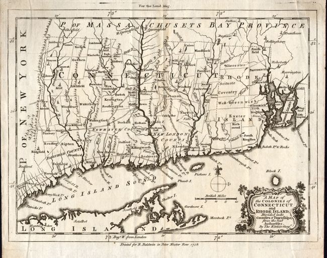 A Map of the Colonies of Connecticut and Rhode Island, Divided into Counties & Townships, from the best Authorities