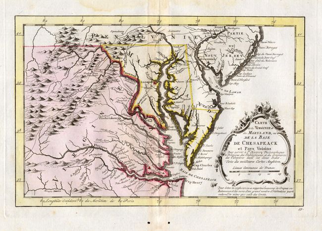 Carte de la Virginie et du Maryland, ou de la Baie de Chesapeack et Pays Voisins