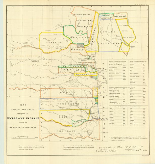 Map Showing the Lands assigned to Emigrant Indians West of Arkansas & Missouri