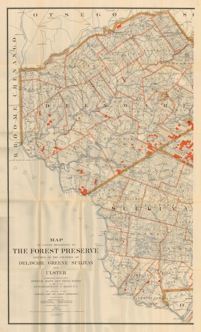 Map of Lands Belonging to the Forest Preserve Situated in the Counties of Delaware, Greene, Sullivan and Ulster