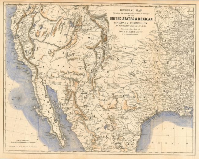 General Map Showing the Countries Explored & Surveyed by the United States & Mexican Boundary Commission in the Years 1850, 51, 52 & 53