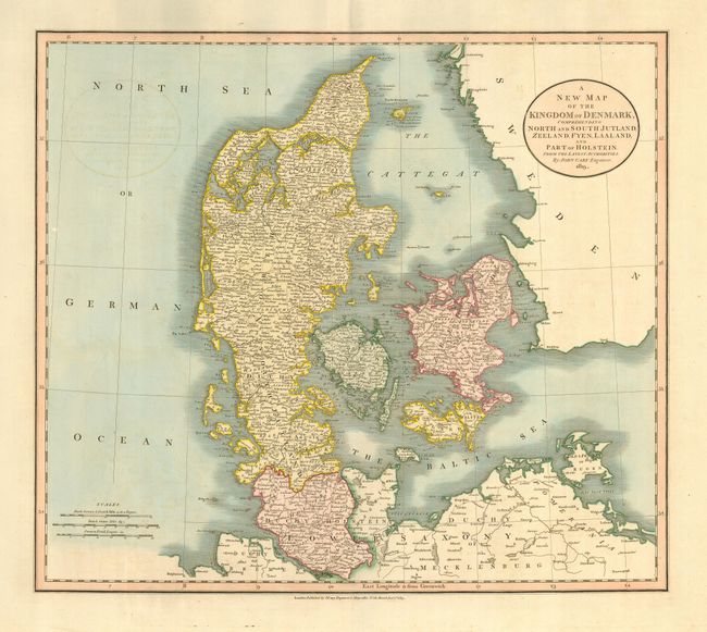 A New Map of the Kingdom of Denmark, comprehending North and South Jutland, Zeeland, Fyen, Laaland, and Part of Holstein
