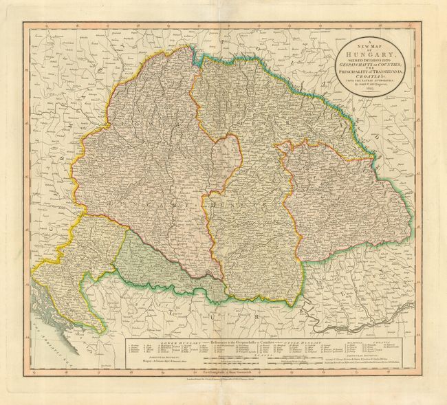 A New Map of Hungary with its divisions into Gespanchafts or Counties, the Principality of Transilvania, Croatia &c