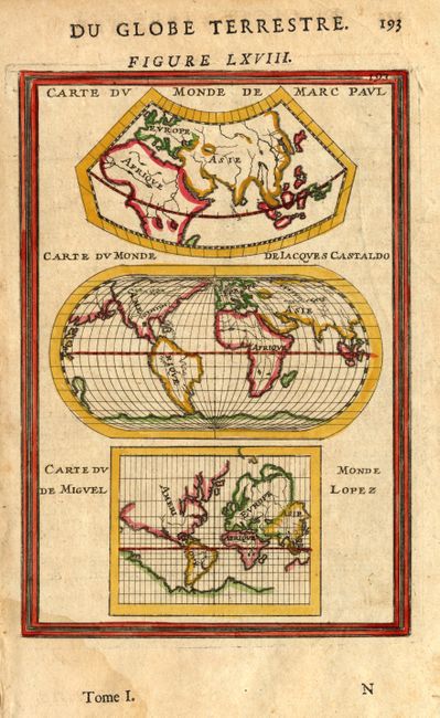 Carte du Monde de Marc Paul [on sheet with] Carte du Monde de Iacques Castaldo [and] Carte du Monde de Miguel Lopez