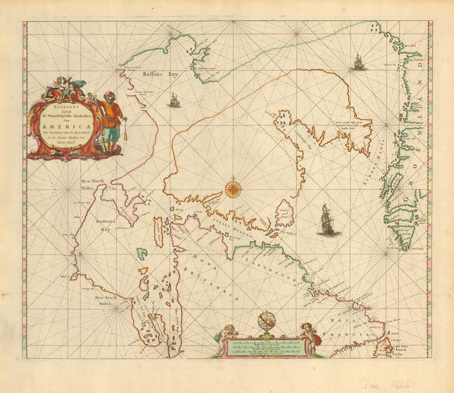 Paskaert Zijnde de Noordelijckste Zeekusten van America Van Groenland door de Straet Davis en de Straet Hudson tot Terra Neuf