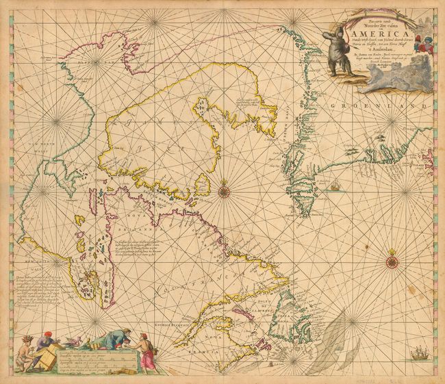Pascaarte vande Noorder Zee custen van America, Vande West-hoeck van Ysland-doorde Straet Davis en Hudson, tot aen Terra Neuf