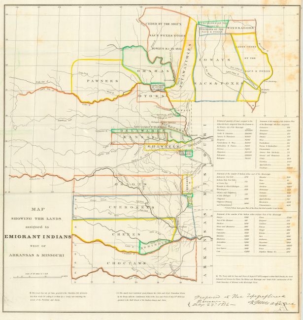 Map Showing the Lands assigned to Emigrant Indians West of Arkansas & Missouri