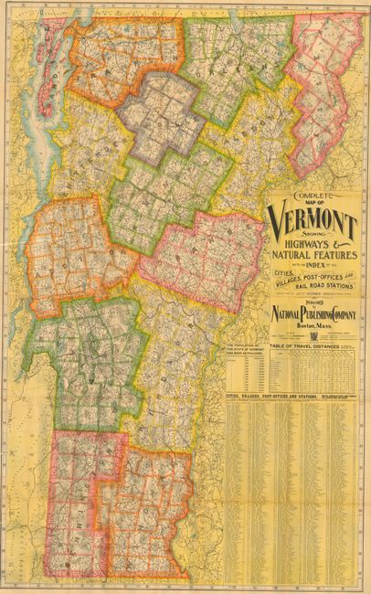 Complete Map of Vermont Showing Highways & Natural Features