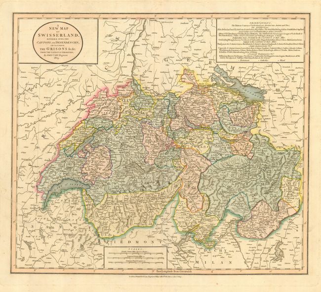 A New Map of Swisserland, Divided into Its Cantons and Dependencies, Including the Grisons &c &c