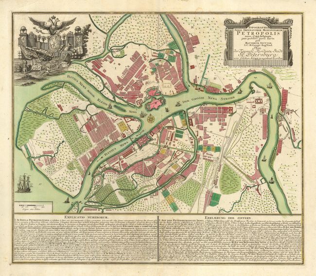 Topographia Sedis Imperatoriae Moscovitarum Petropolis  Plan der Kayserl. Residentz Stadt St. Petersburg
