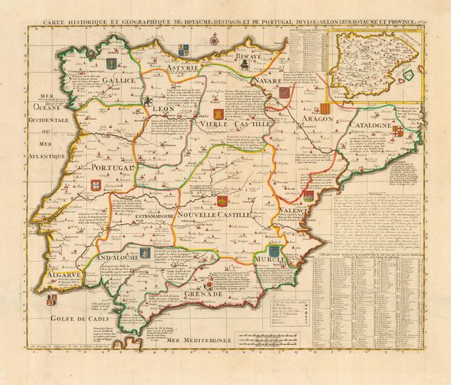 Carte Historique et Geographique des Royaumes d'Espagne et de Portugal