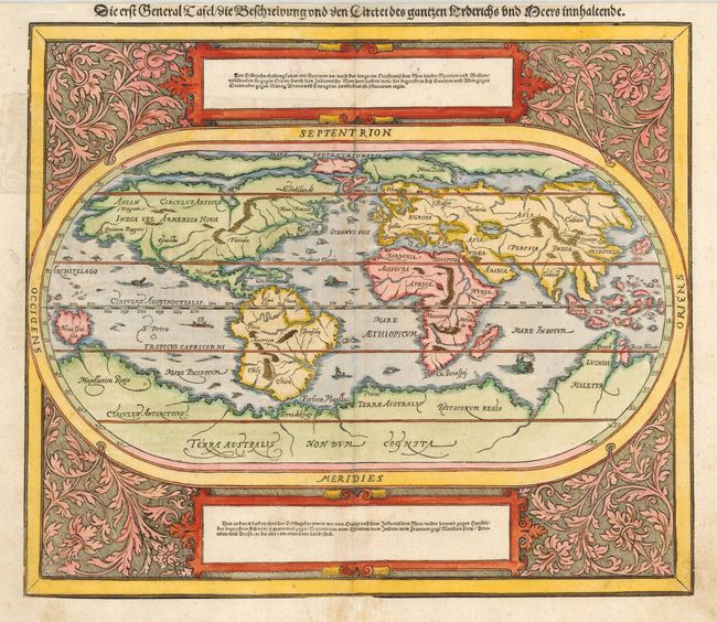 Die Erst General Tafel Die Beschreibung und den Circkel des Gantzen Erdtrichs und Meeres Innhaltende