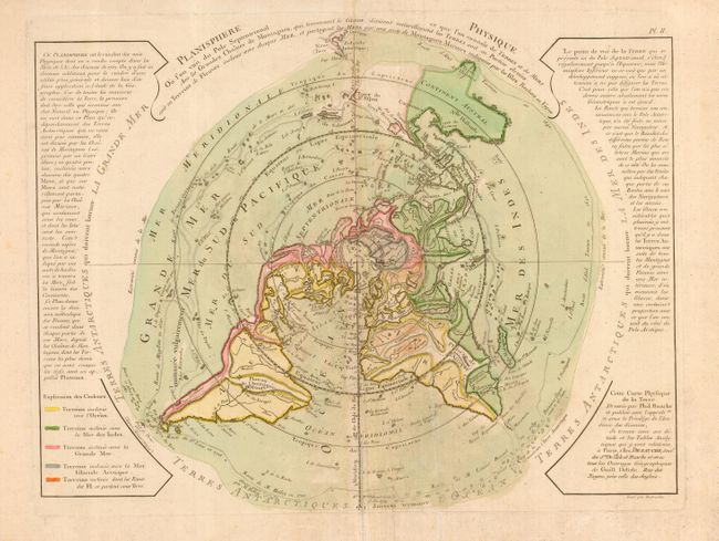 Planisphere Physique Ou l'on voit du Pole Septentrional ce que l'on connoit de Terres et de Mers