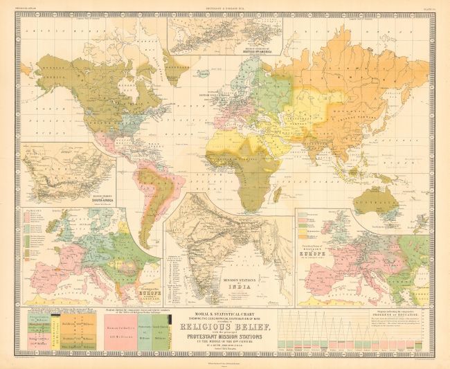 Moral & Statistical Chart Showing the Geographical Distribution of Man According to Religious Belief with the Protestant Mission Stations