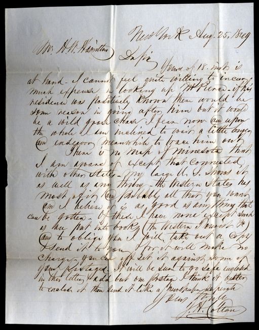[Letter from J.H. Colton to H.W. Hamilton, Esq., Milan, Ohio]