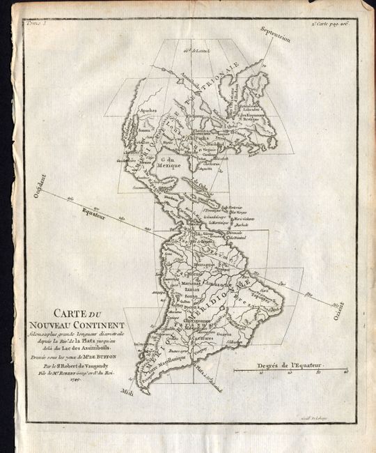 Carte du Nouveau Continent selon sa plus grande longueur diametrale depuis la Riv. de la Plata jusqu'au dela du Lac des Assiniboins