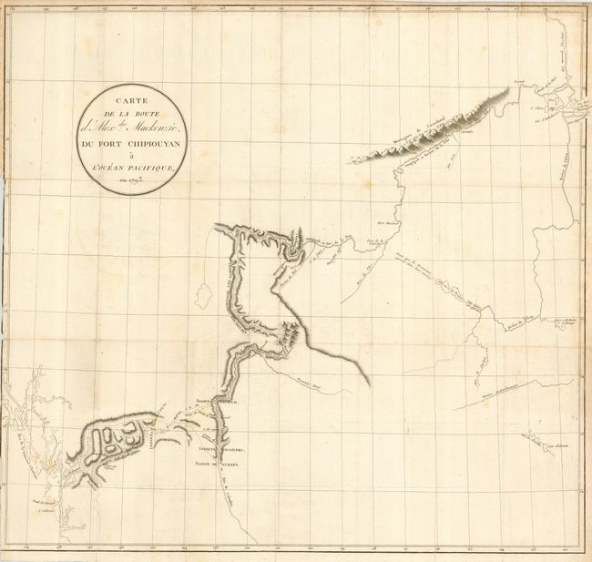 Carte de la Route d'Alexdre. Mackenzie, du Fort Chipiouyan a l' Ocean Pacifique, en 1793