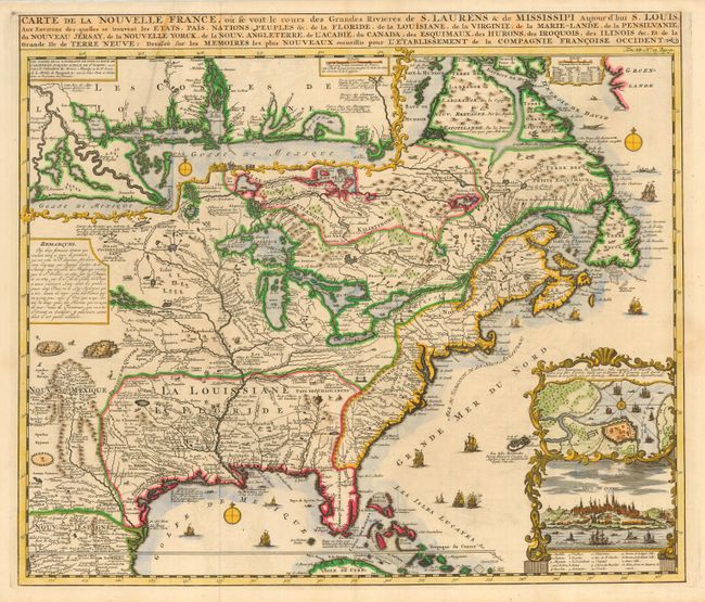 Carte de la Nouvelle France, ou se voit le cours des Grandes Rivieres de S. Laurens & de Mississippi