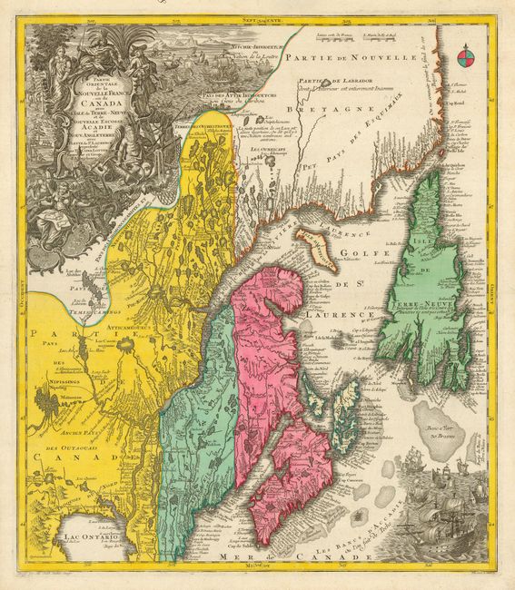 Partie Orientale de la Nouvelle France ou du Canada avec l'Isle de Terre-Neuveet Nouv. Angleterre